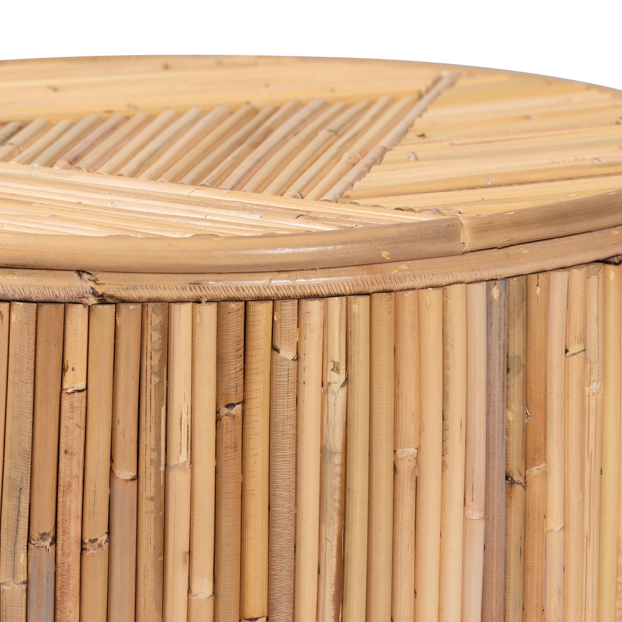 Milagra Modern Bohemian Natural Rattan End Table