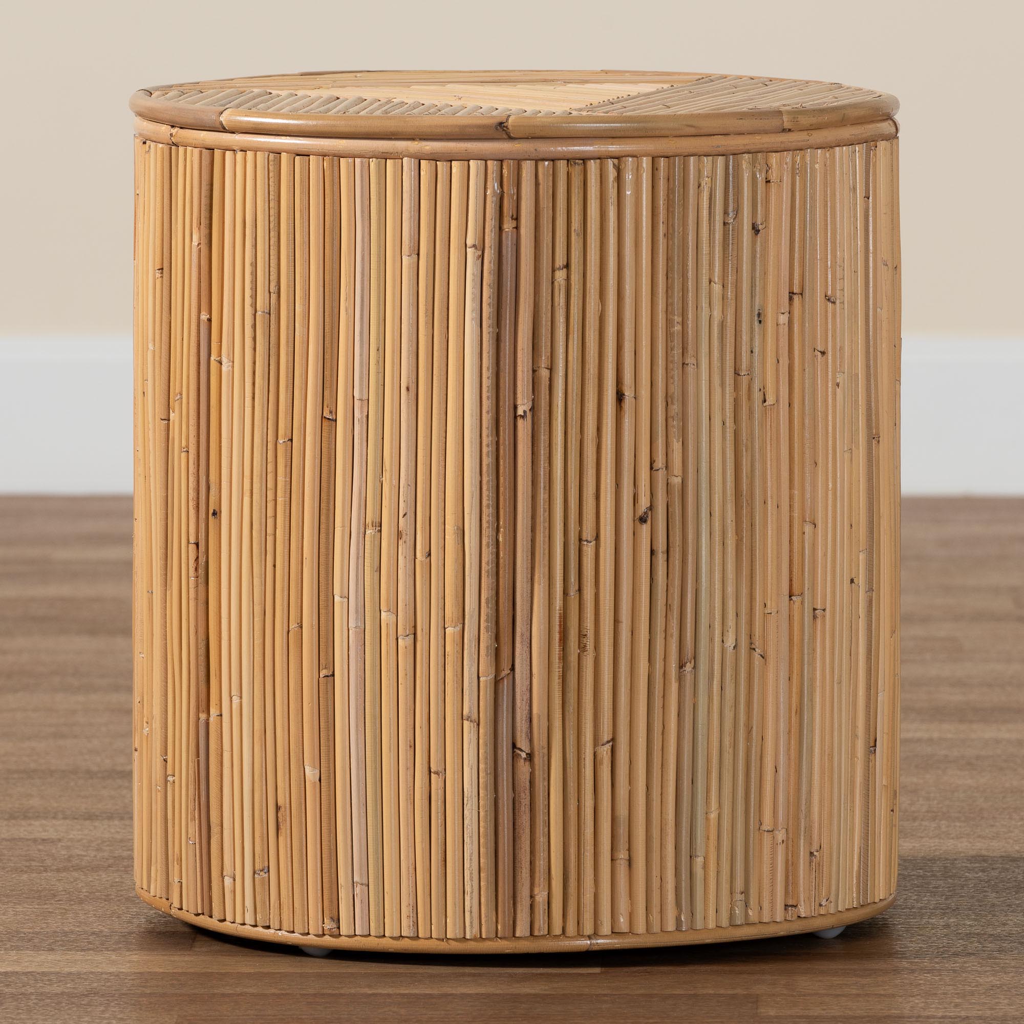 Milagra Modern Bohemian Natural Rattan End Table