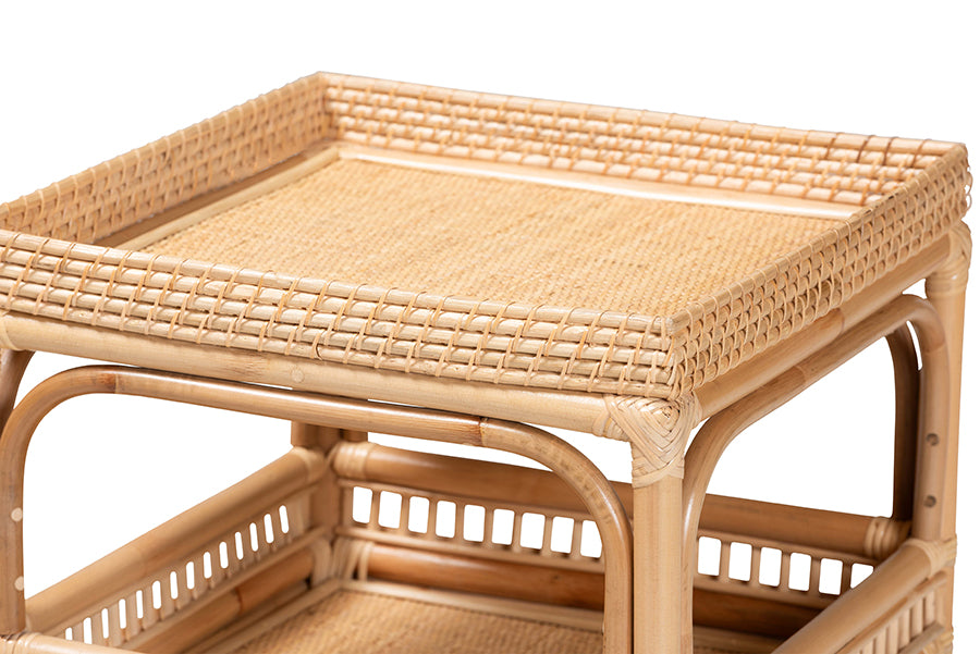 Lombok Modern Bohemian Natural Rattan End Table