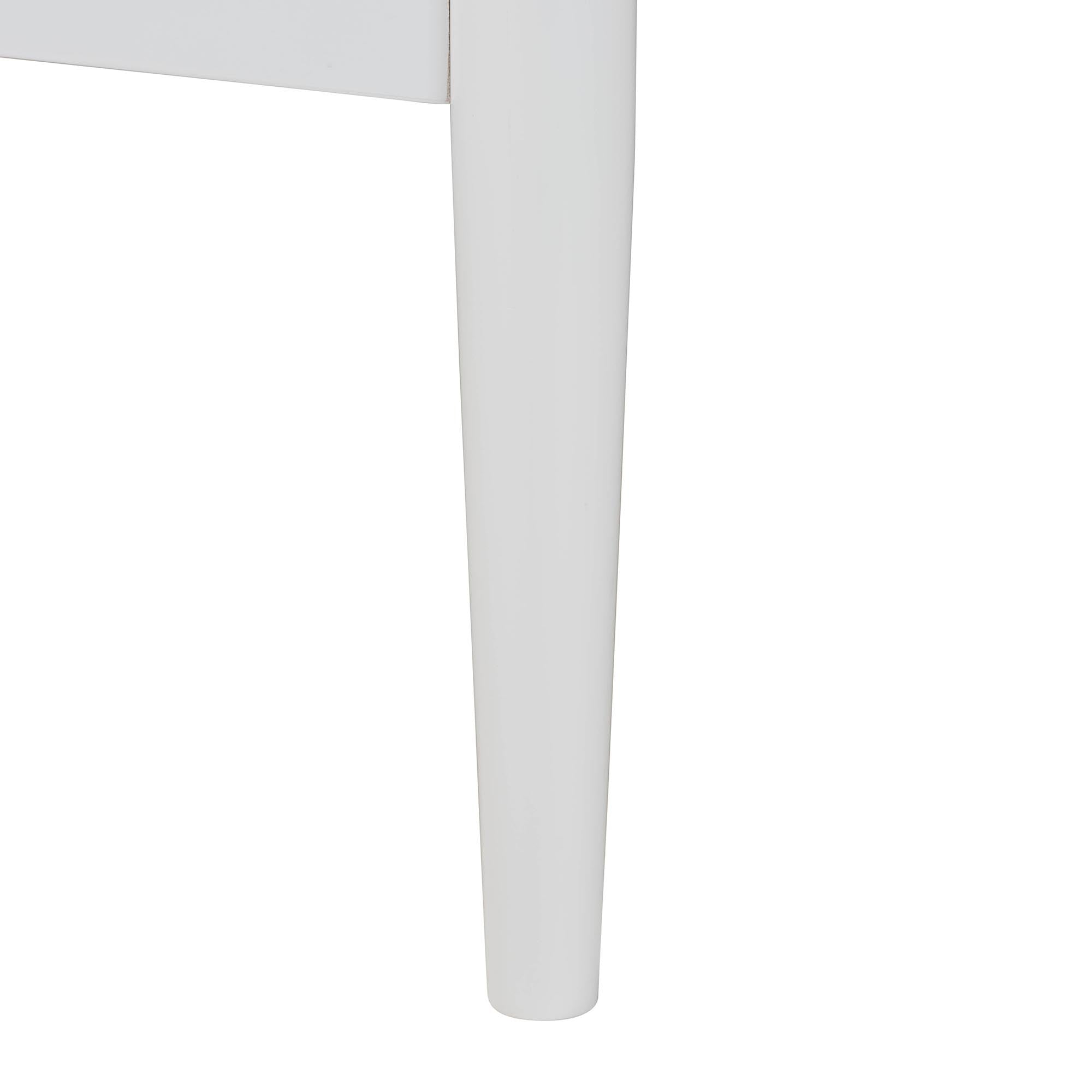 Paul Coastal King Size Platform Bed  White Wood with Geometric Carved Headboard