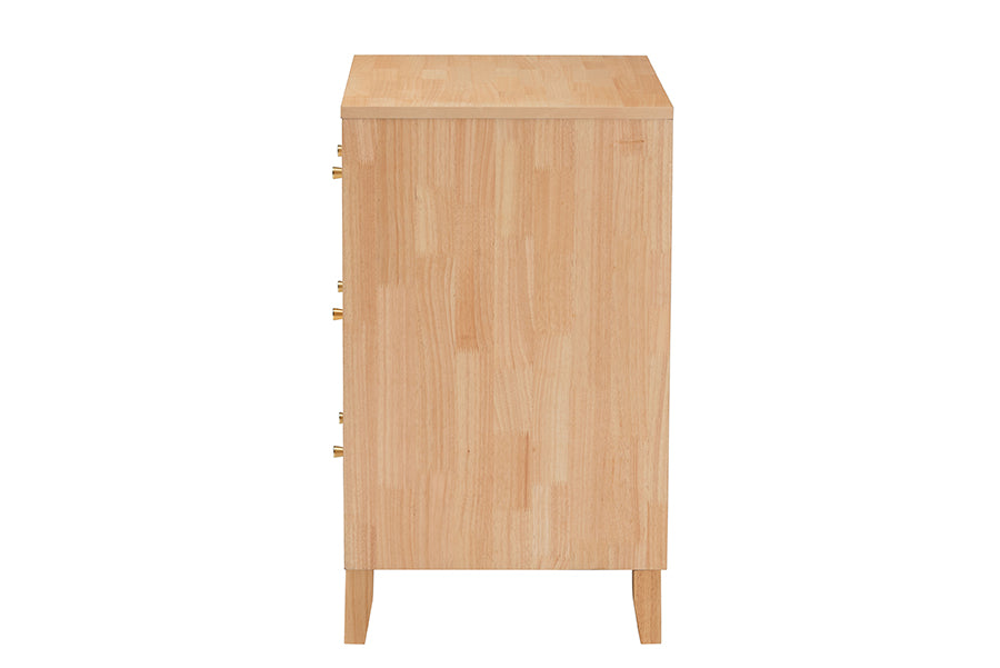 Hosea Japandi Carved Honeycomb Natural 3-Drawer Chest