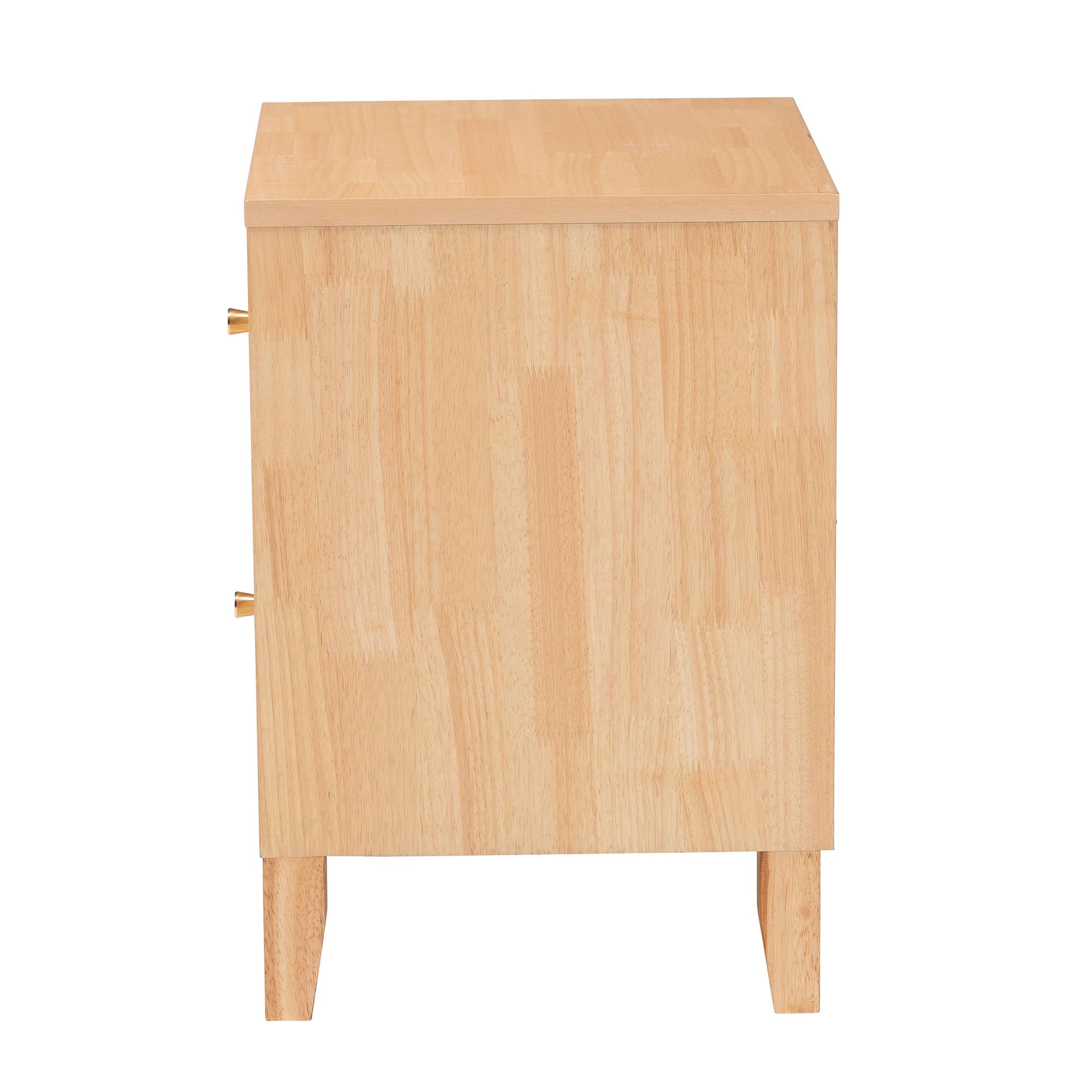 Hosea Japandi Carved Honeycomb Natural 2-Drawer Nightstand