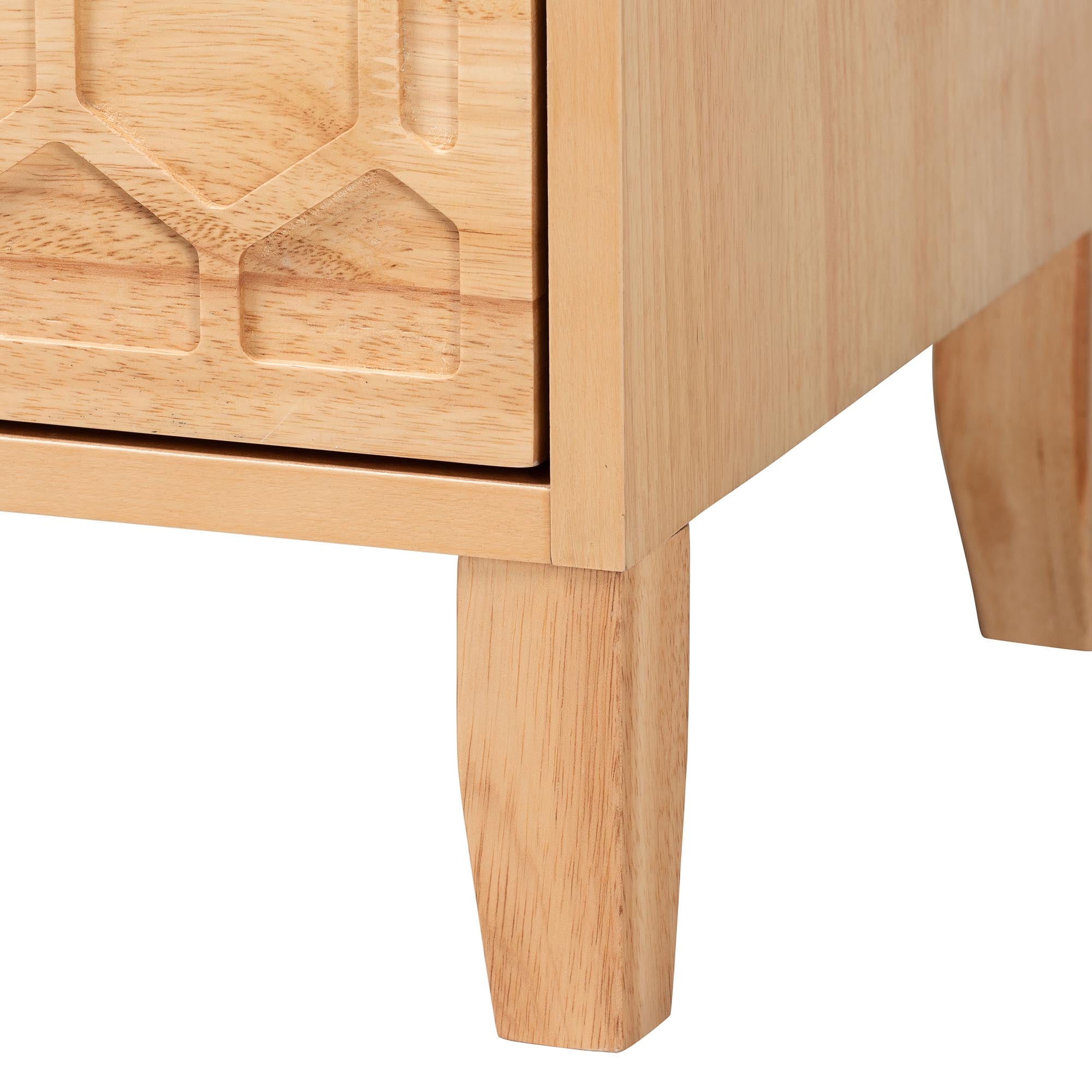 Hosea Japandi Carved Honeycomb Natural 2-Drawer Nightstand