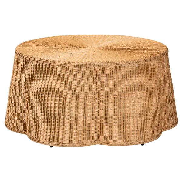 Palm Bohemian Honey Scallop Rattan Coffee Table