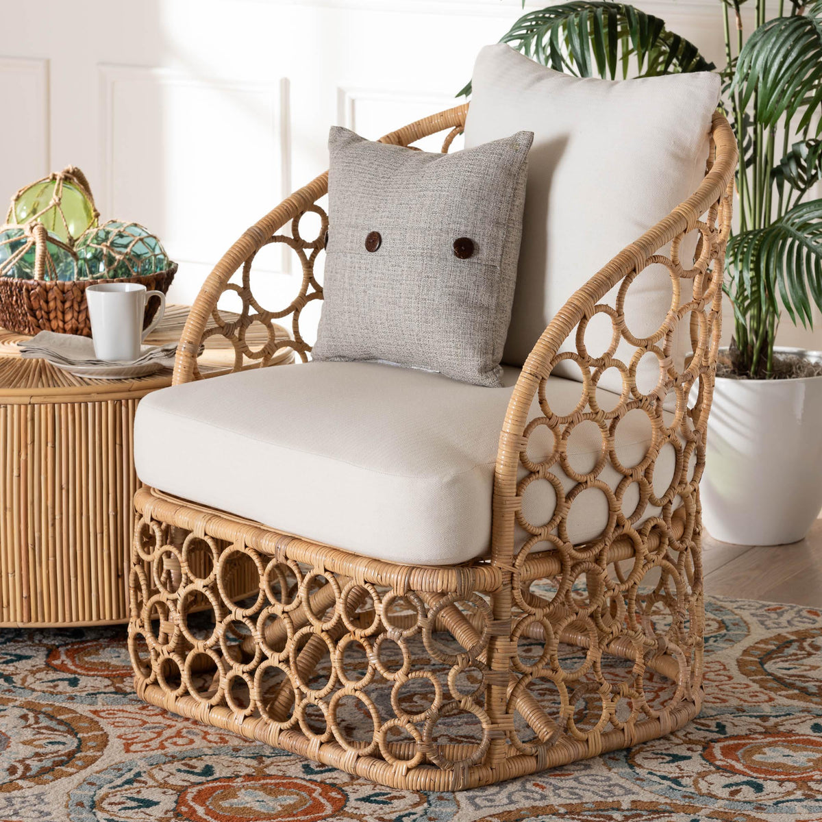 Prisca Bohemian Light Honey Rattan Accent Chair