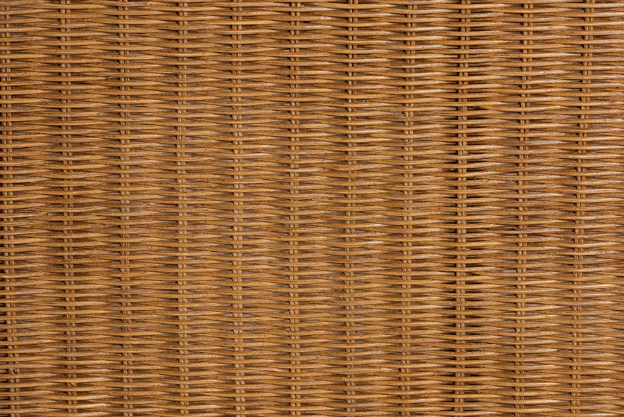 Oteria Bohemian Light Honey Scalloped Rattan Console Table