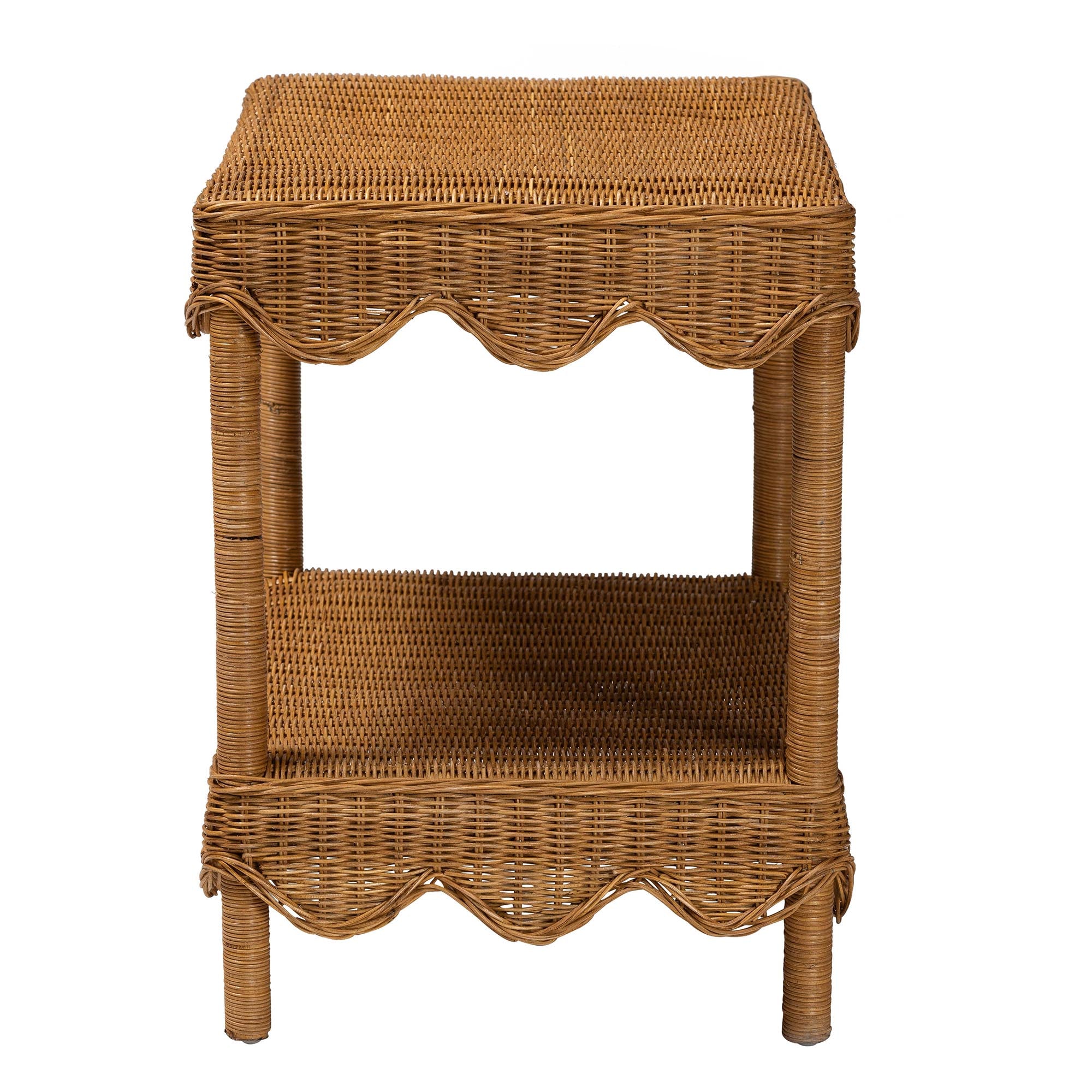 Oteria Bohemian Light Honey Scalloped Rattan Side Table