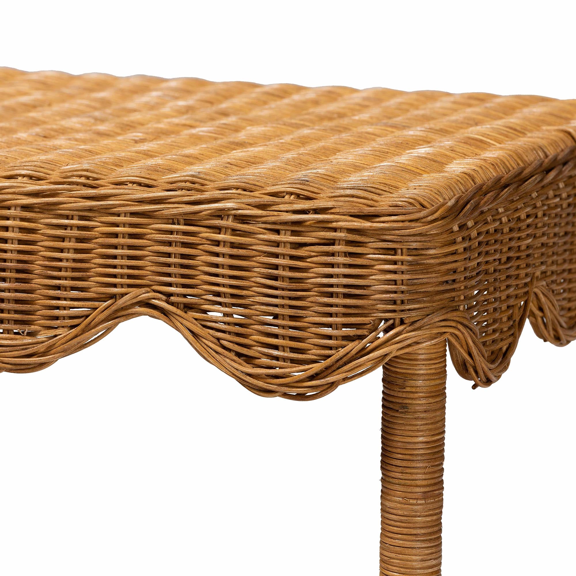 Oteria Bohemian Light Honey Scalloped Rattan Side Table