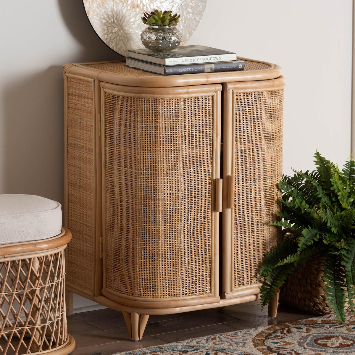 Yanka Bohemian Natural Rattan Storage Cabinet