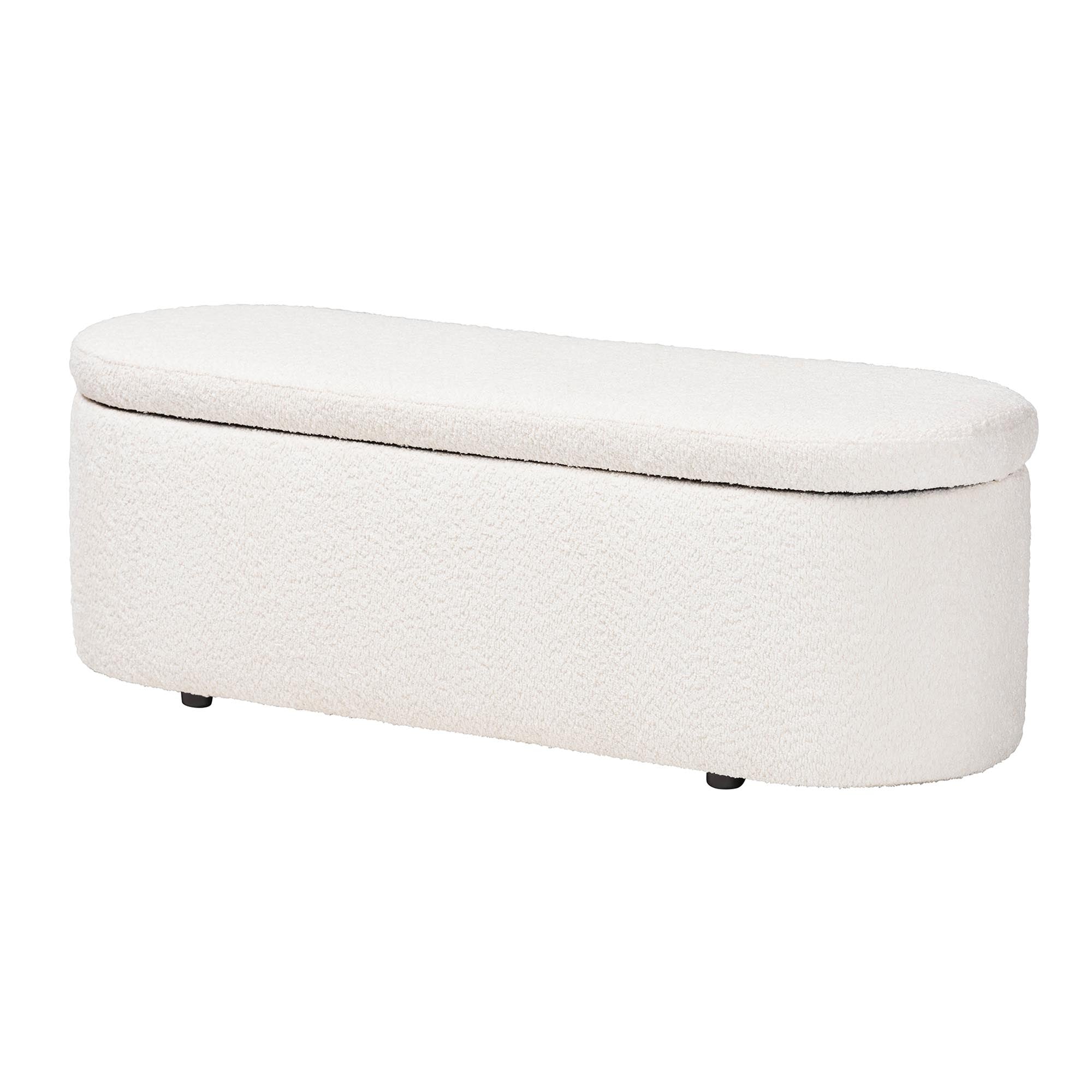 Lavina Modern White Teddy-Bear Fabric Storage Bench