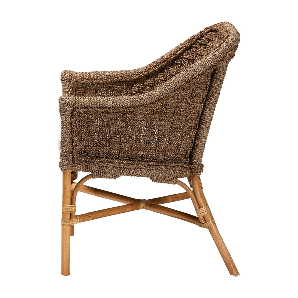 Luis Bohemian Natural Seagrass and Rattan Arm Chair