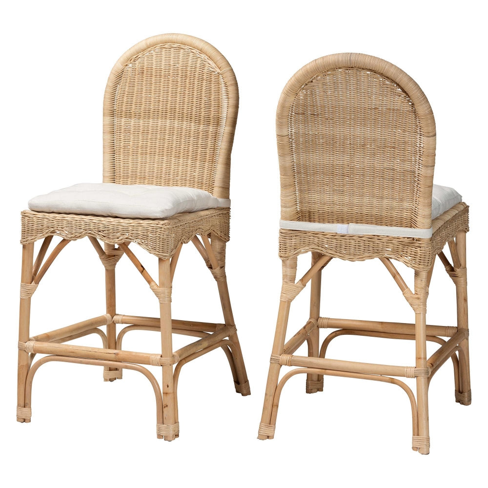 Bilu Bohemian Natural Rattan 2-Piece Counter Stool Set