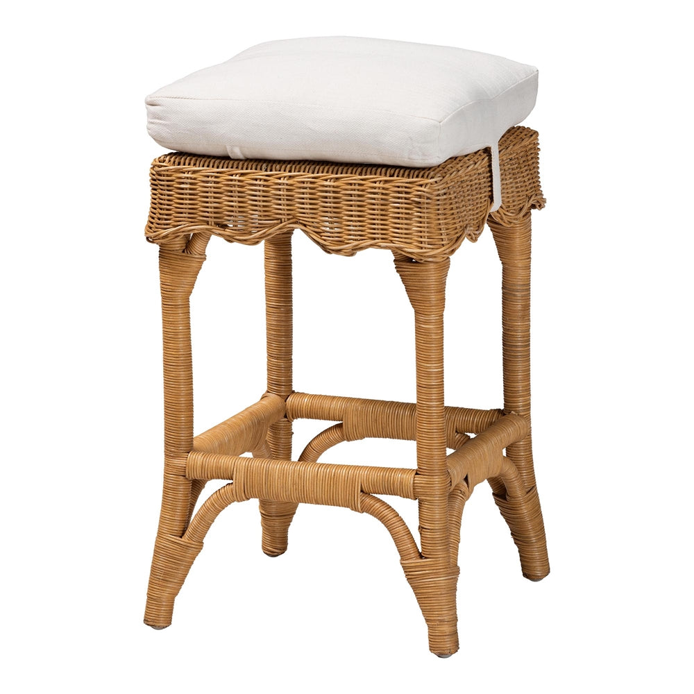 Muy Bohemian Scallop Honey Rattan Counter Stool