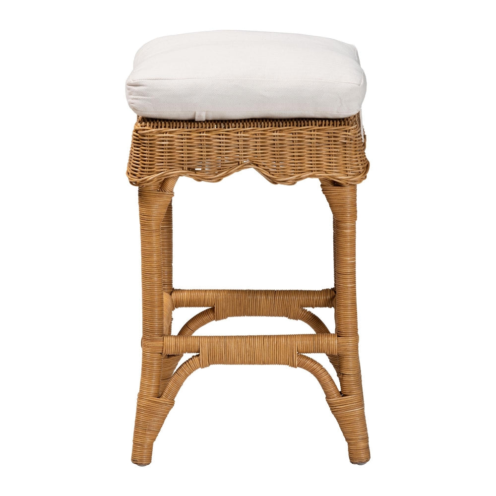 Muy Bohemian Scallop Honey Rattan Counter Stool
