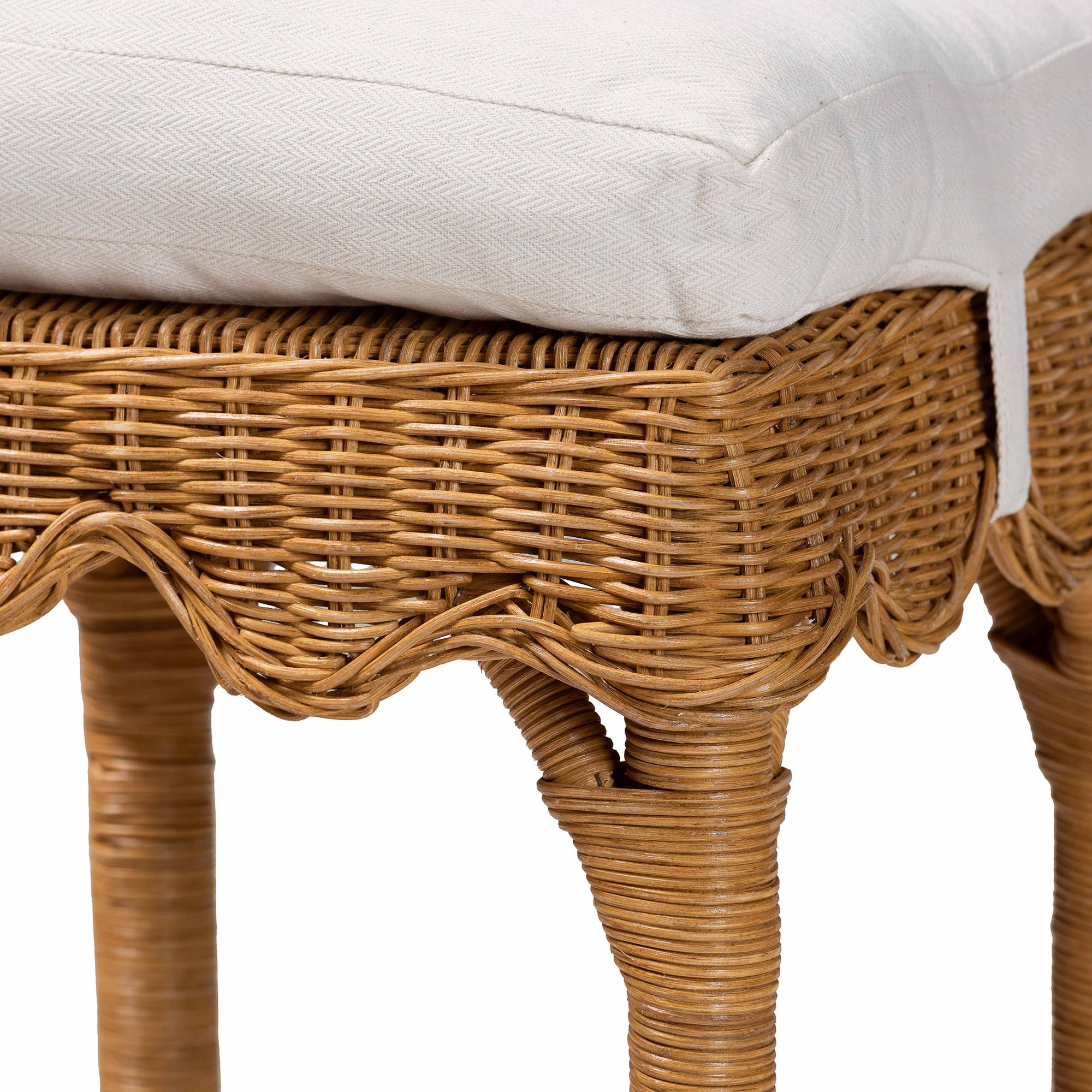 Muy Bohemian Scallop Honey Rattan Bar Stool