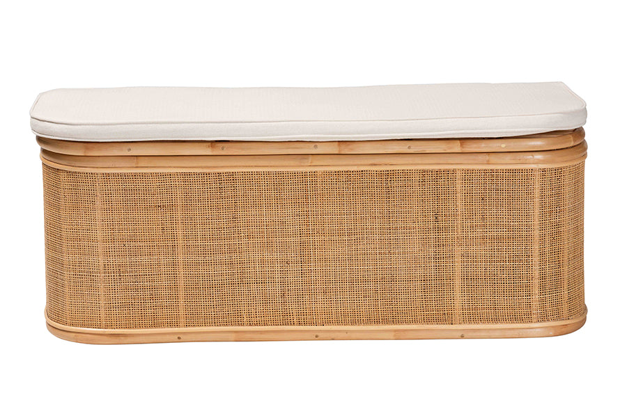 Ishana Bohemian Natural Rattan Storage Bench