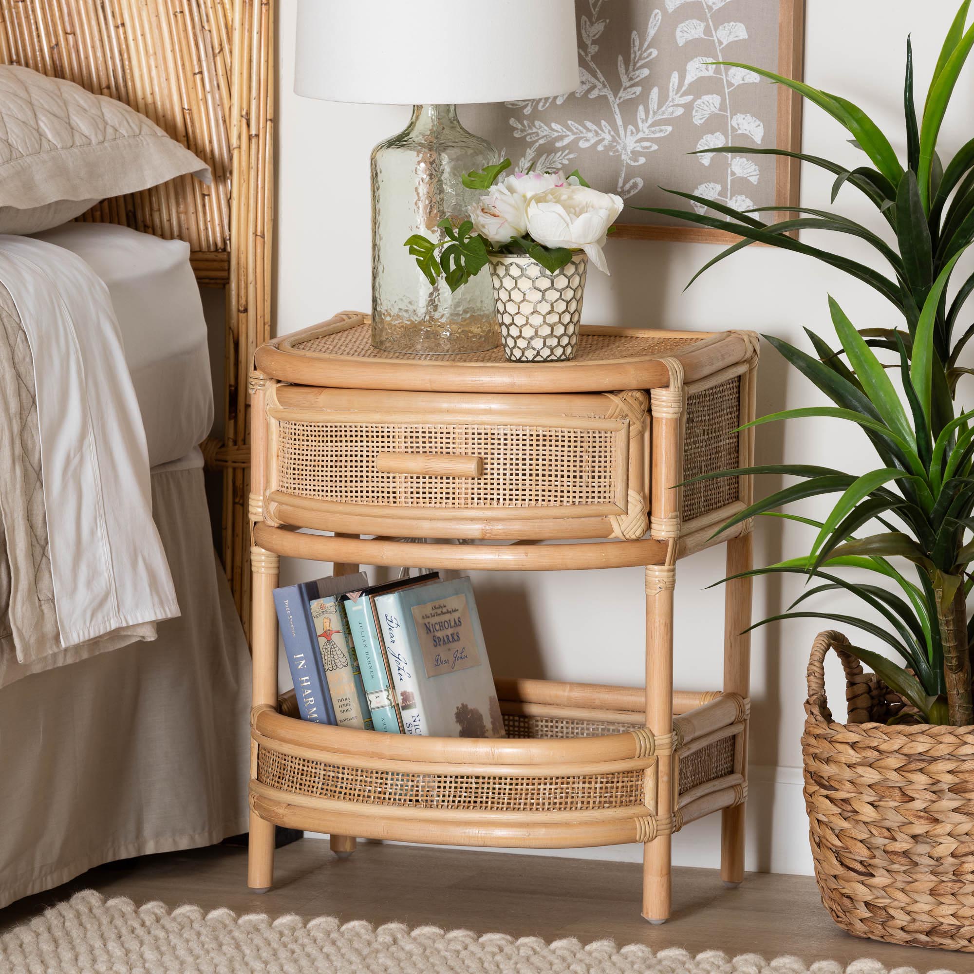 Divitia Bohemian Natural Rattan 1-Drawer Nightstand