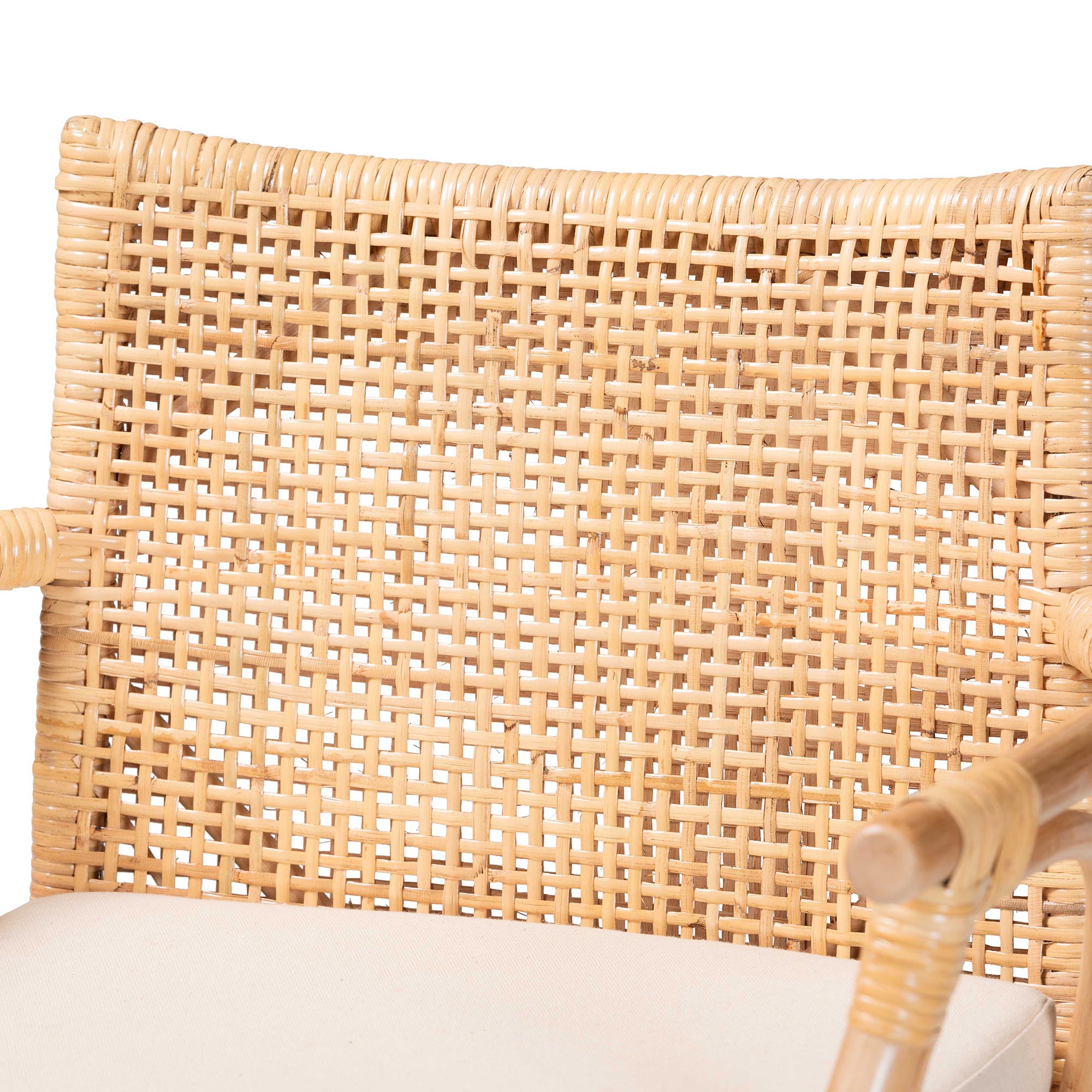 Storsel Bohemian Natural Rattan and Teak Wood 2-Piece Bar Stool Set