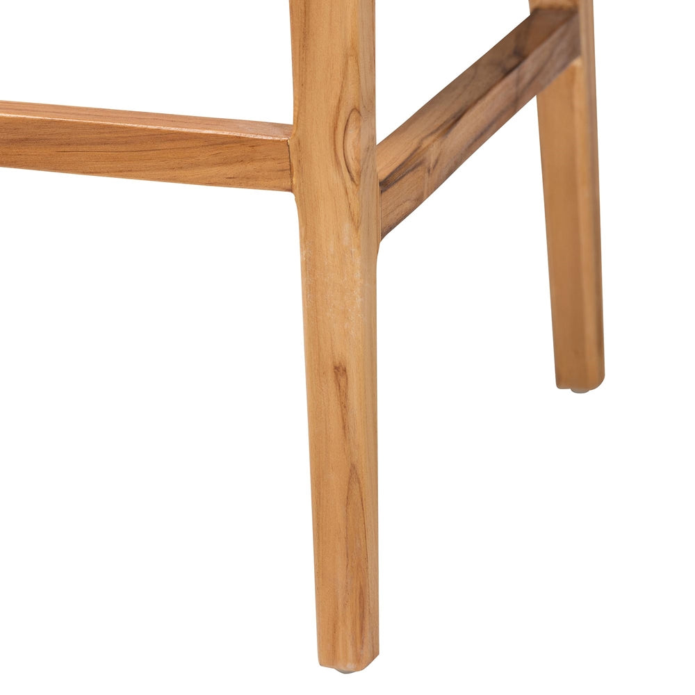 Storsel Bohemian Natural Rattan and Teak Wood 2-Piece Bar Stool Set