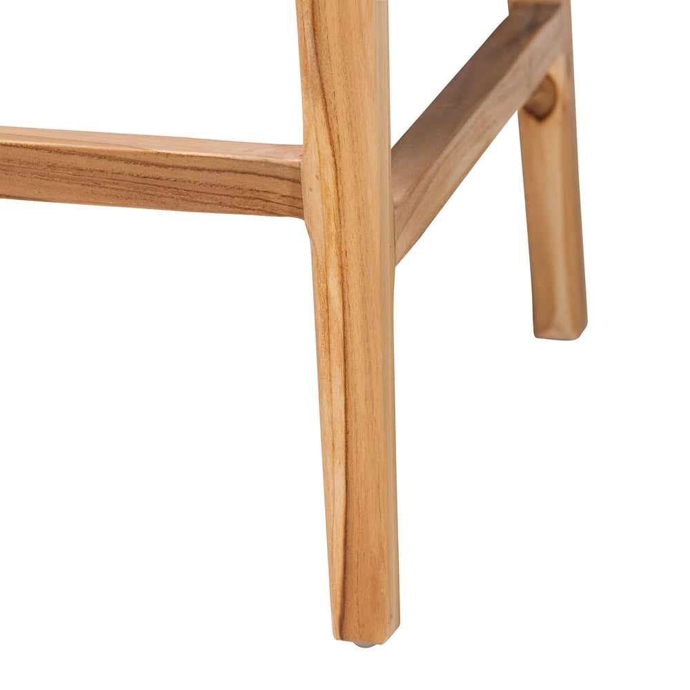 Storsel Bohemian Natural Rattan and Teak Wood 2-Piece Counter Stool Set