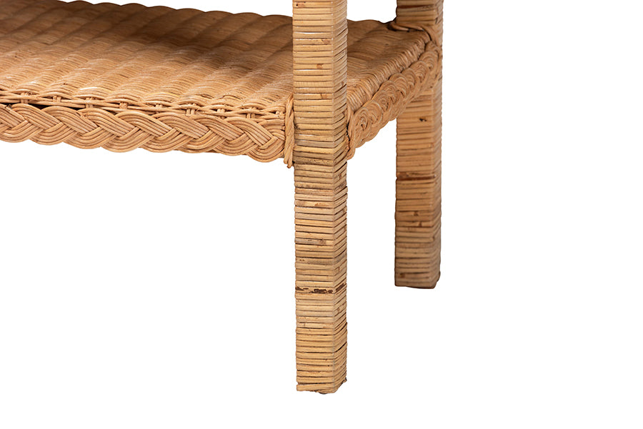 Minahasa Bohemian Light Honey Braided Rattan Side Table