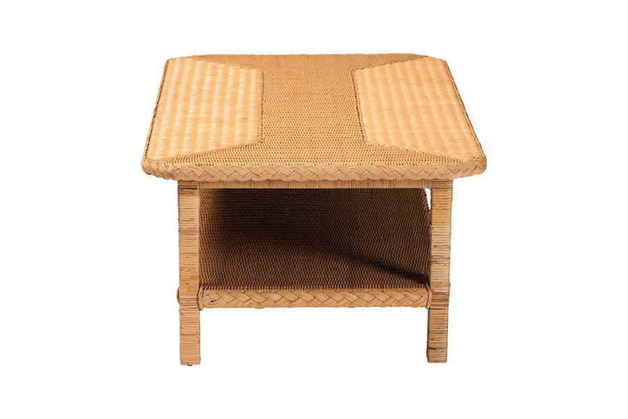 Minahasa Bohemian Light Honey Braided Rattan Coffee Table
