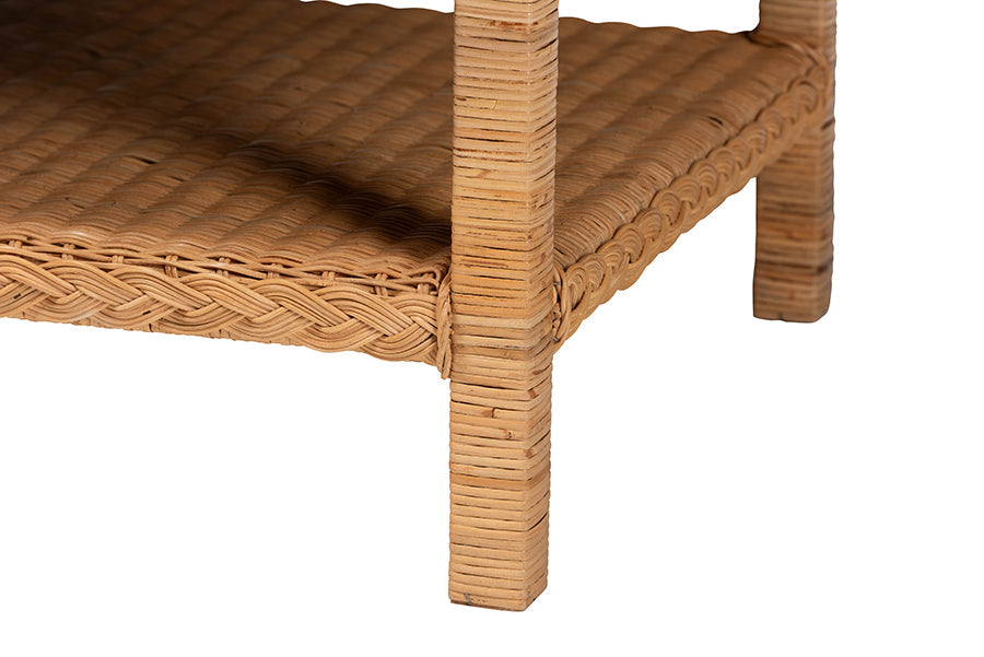 Minahasa Bohemian Light Honey Braided Rattan Coffee Table
