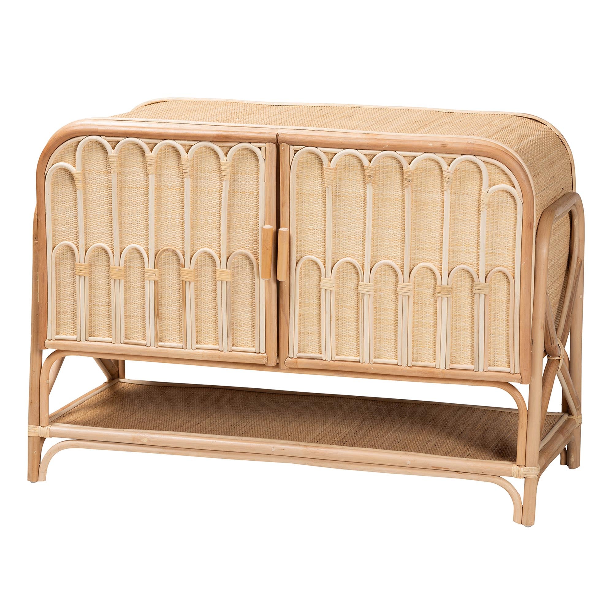bali & pari Gitano Bohemian Natural Rattan 2-Door Storage Cabinet