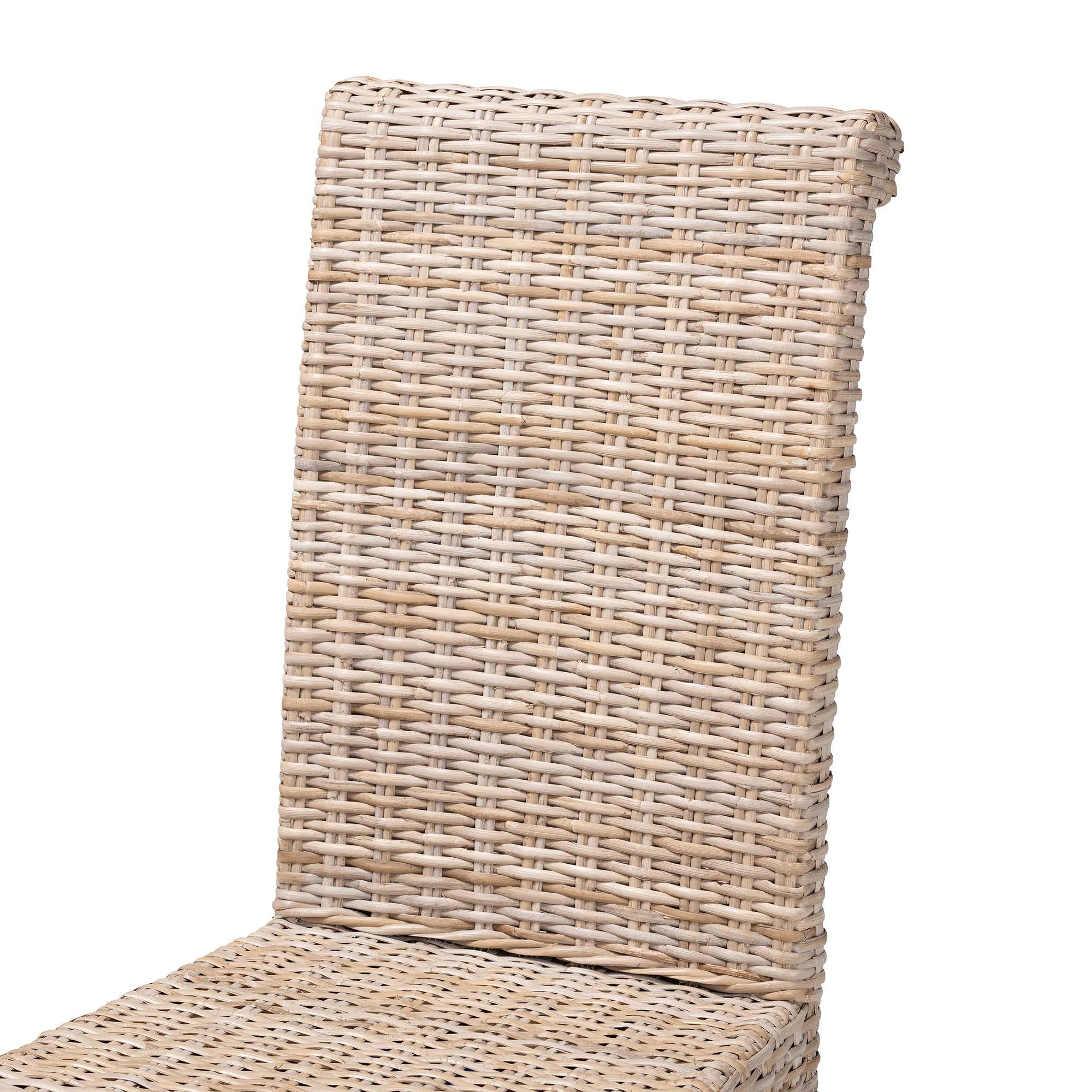 Santiago Bohemian Grey Natural Kubu Rattan and Mango Wood Dining Chair