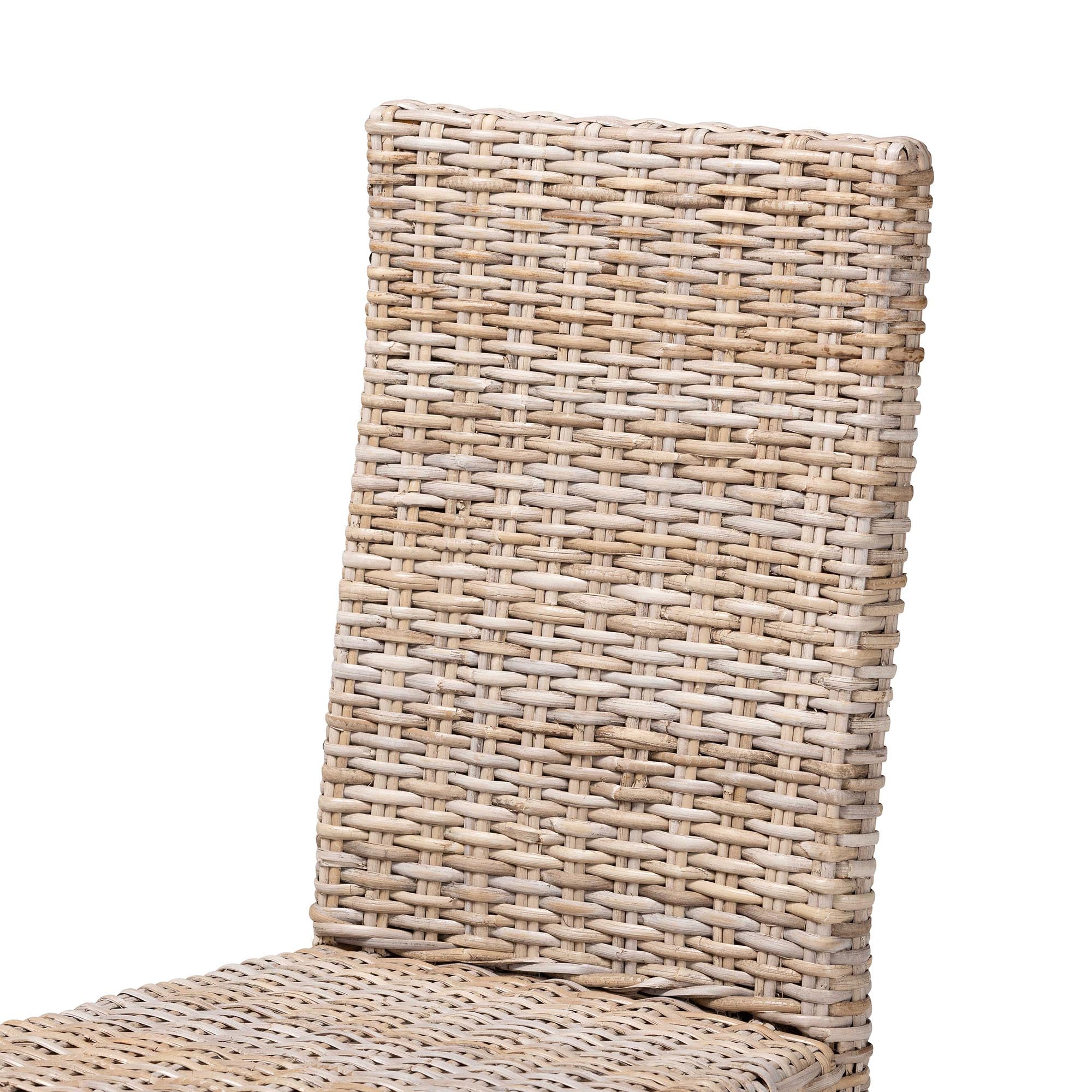 Nevina Bohemian Grey Kubu Rattan and Mango Wood Dining Chair