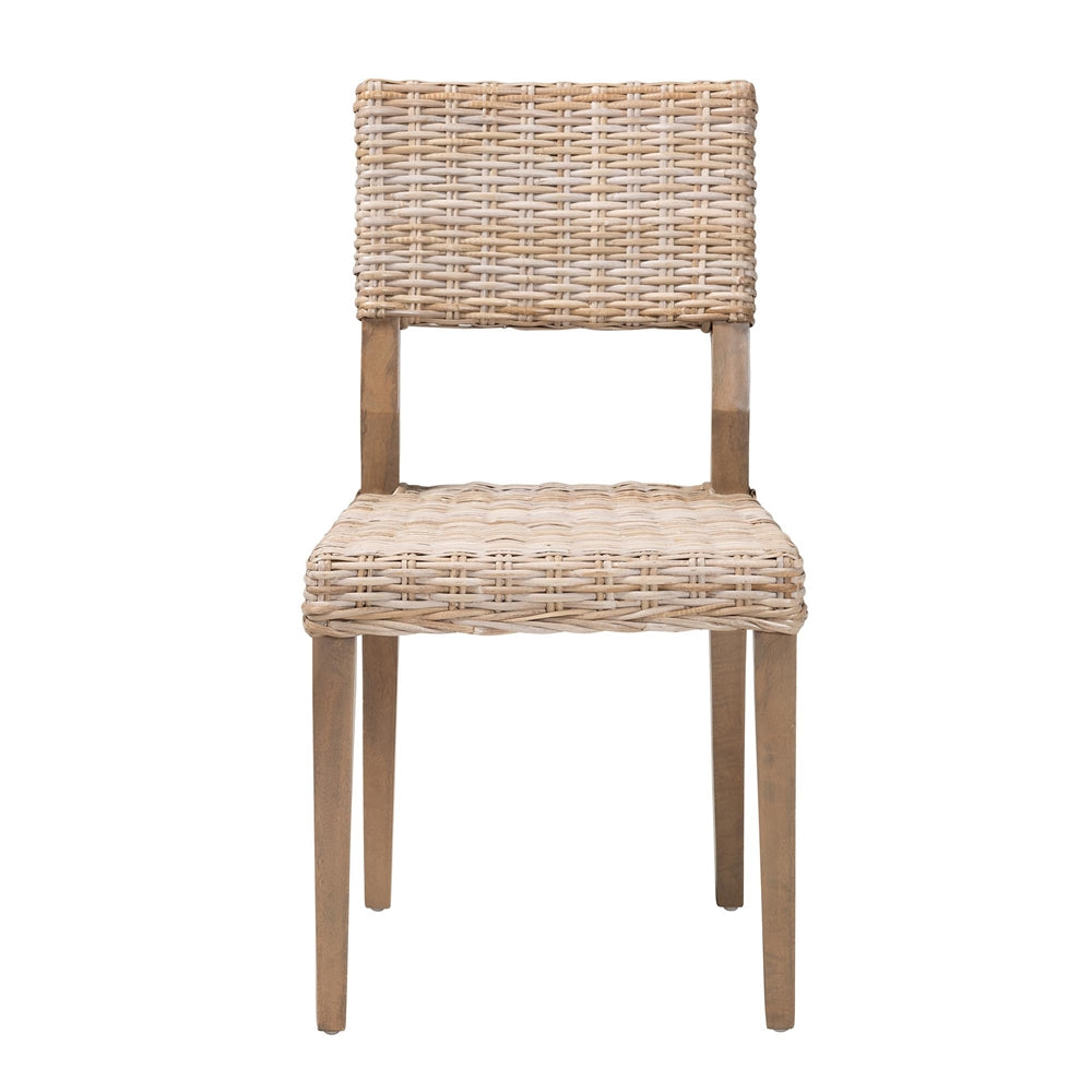 Barossa Bohemian Grey Kubu Rattan and Mahogany Wood Dining Chair
