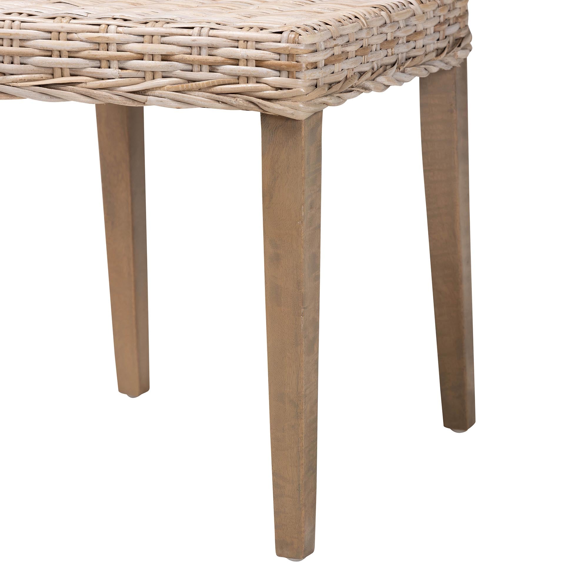 Barossa Bohemian Grey Kubu Rattan and Mahogany Wood Dining Chair