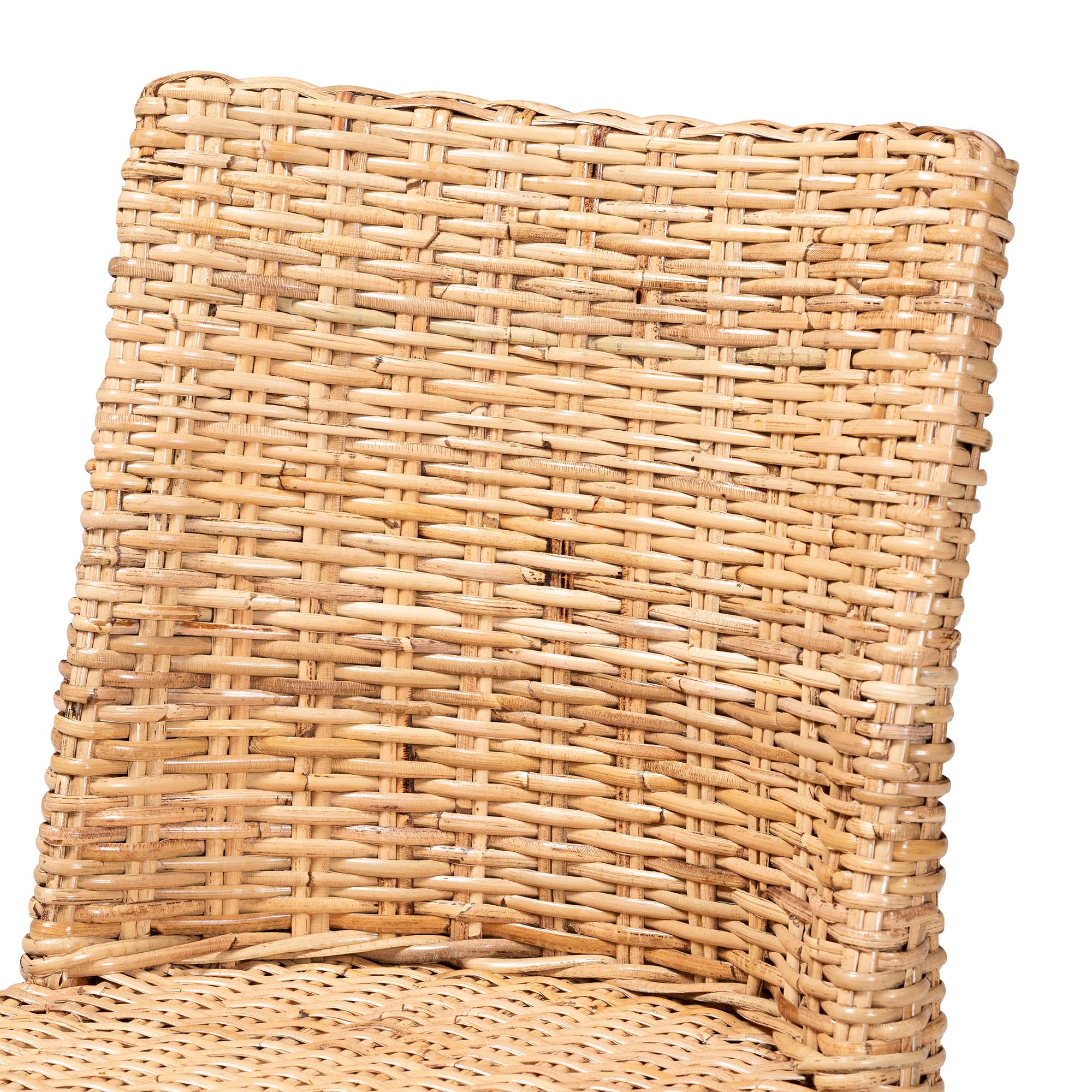 Rowen Bohemian Light Honey Kubu Rattan and Mahogany Wood Dining Chair
