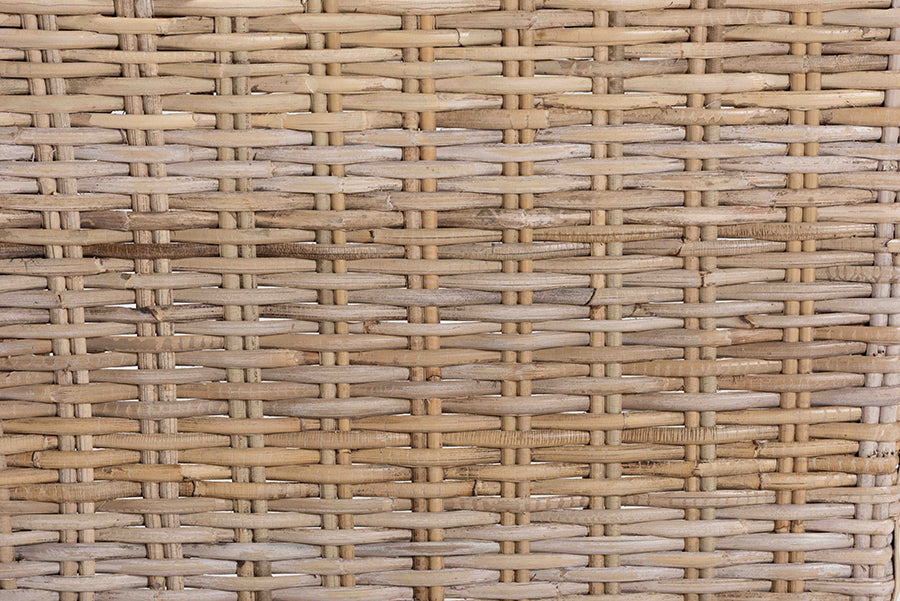 Magy Modern Bohemian Grey Kubu Rattan and Mahogany Wood Bar Stool