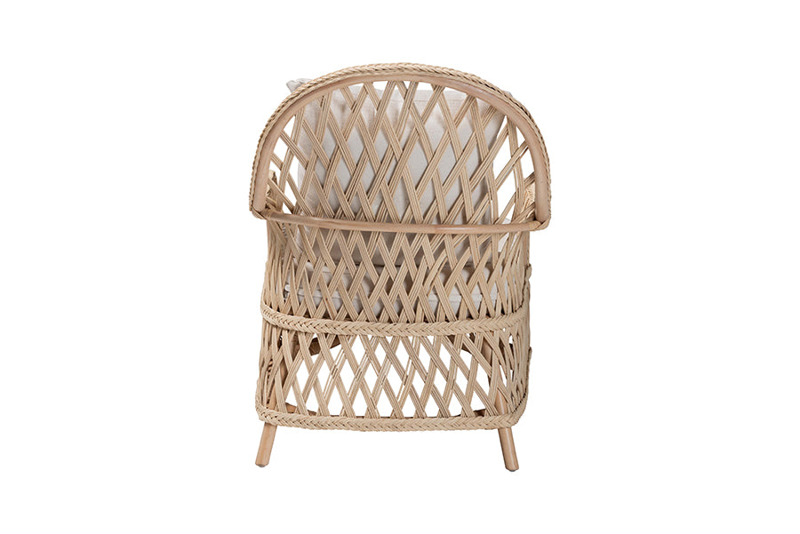 Florence Bohemian Ivory Braided Rattan Arm Chair