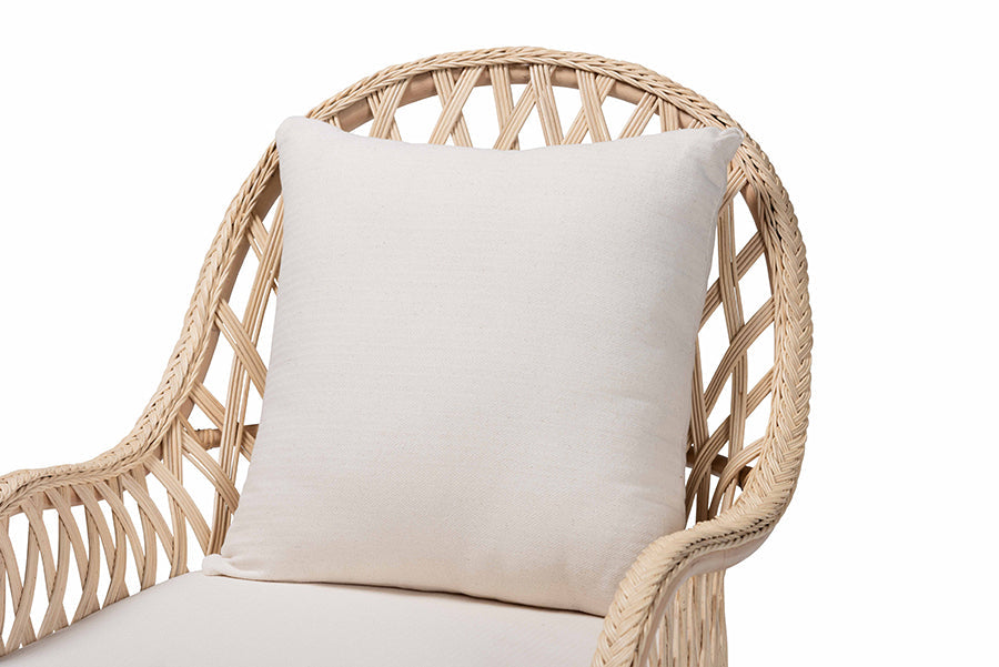 Florence Bohemian Ivory Braided Rattan Arm Chair