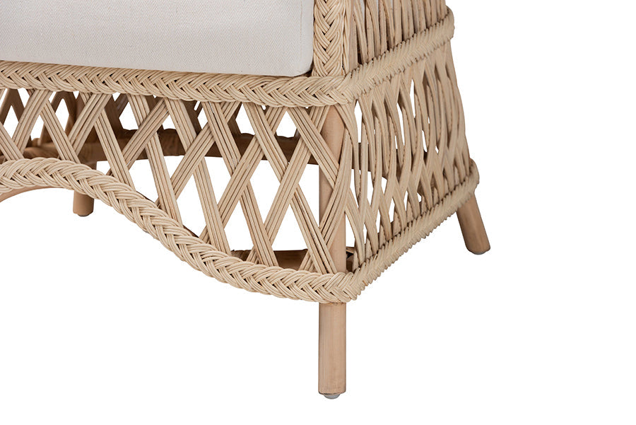 Florence Bohemian Ivory Braided Rattan Arm Chair