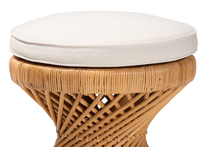 Borneo Bohemian Light Honey Rattan Footstool