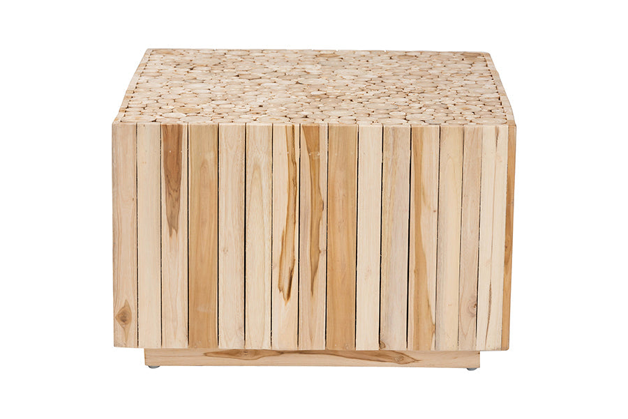 Augusta Bohemian Natural Teak Wood Coffee Table with Unique Repurposed Wood Logs