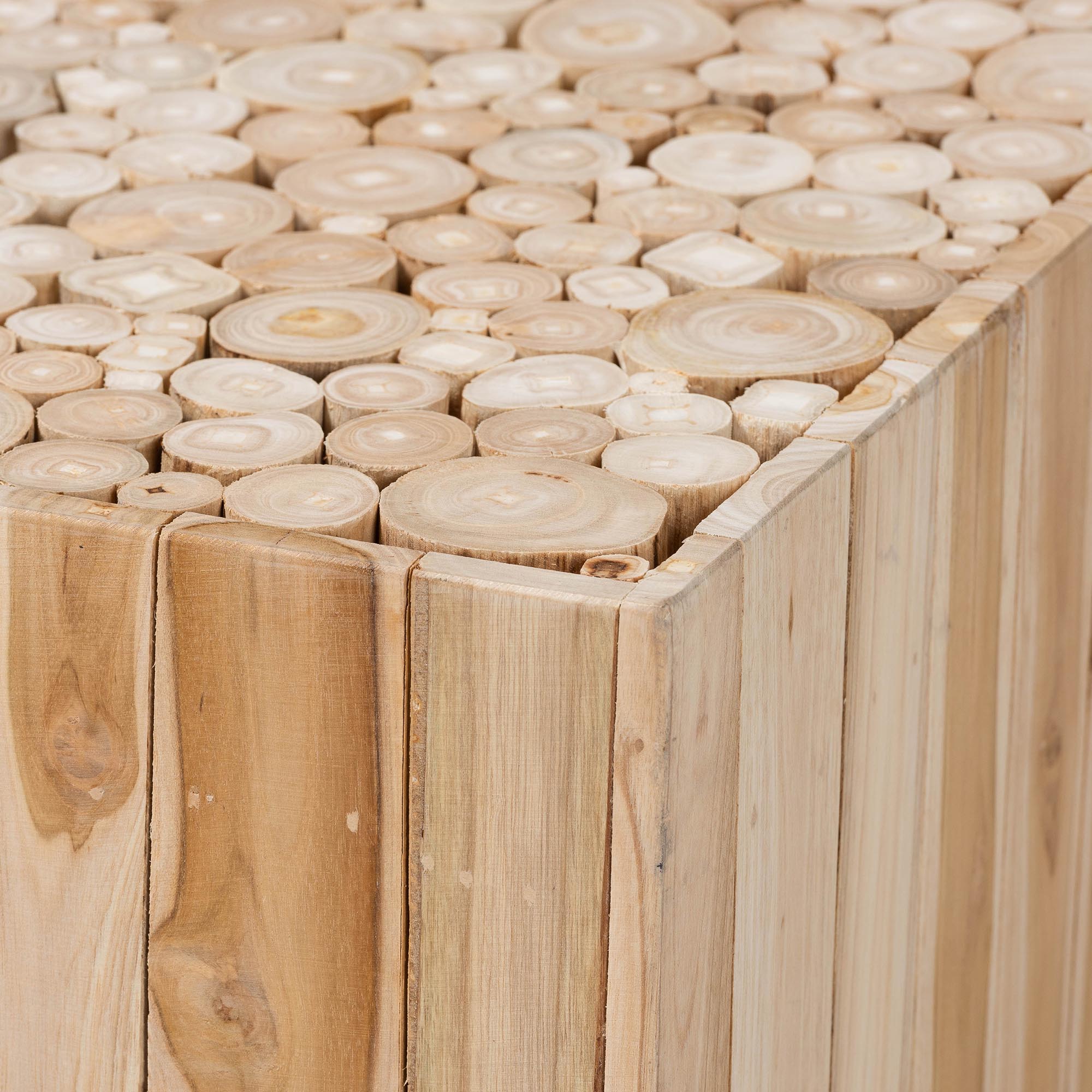 Augusta Bohemian Natural Teak Wood Coffee Table with Unique Repurposed Wood Logs