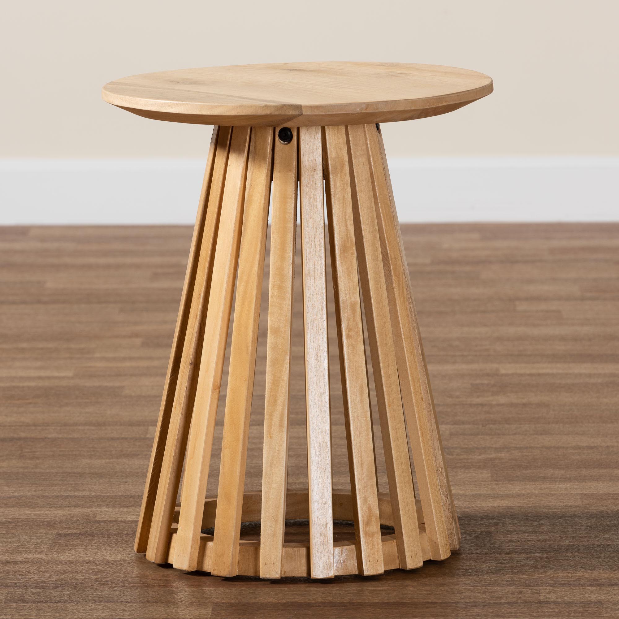 Caribic Modern Slatted Acacia Wood End Table