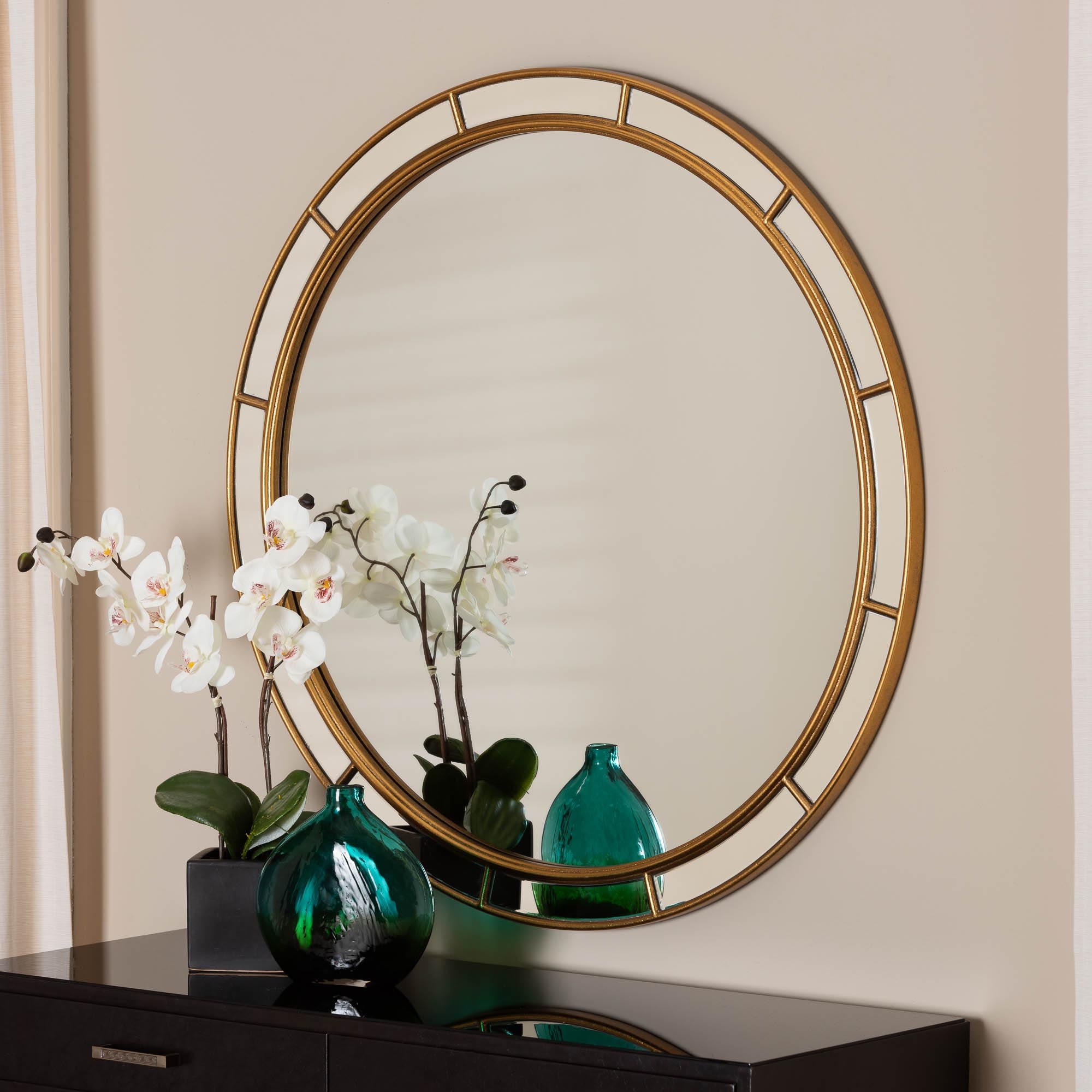 Ulvi Antique Goldleaf Round Accent Mirror