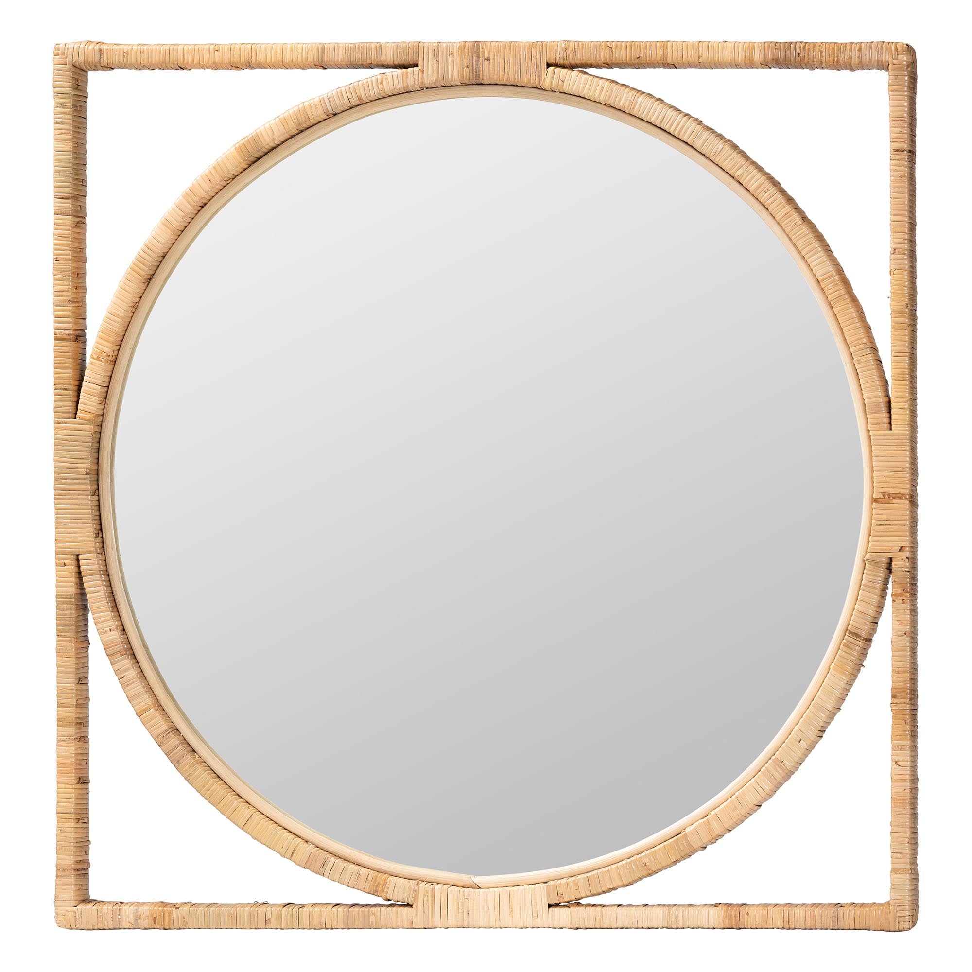 Bayan Japandi Natural Rattan Wall Mirror