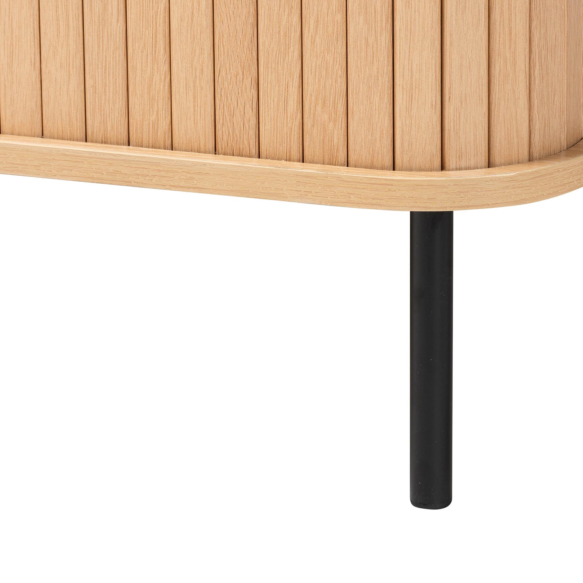Lucia Fluted Wood Sideboard - Mid-Century Modern Buffet Cabinet with Sliding Tambour Doors, 55" Wide