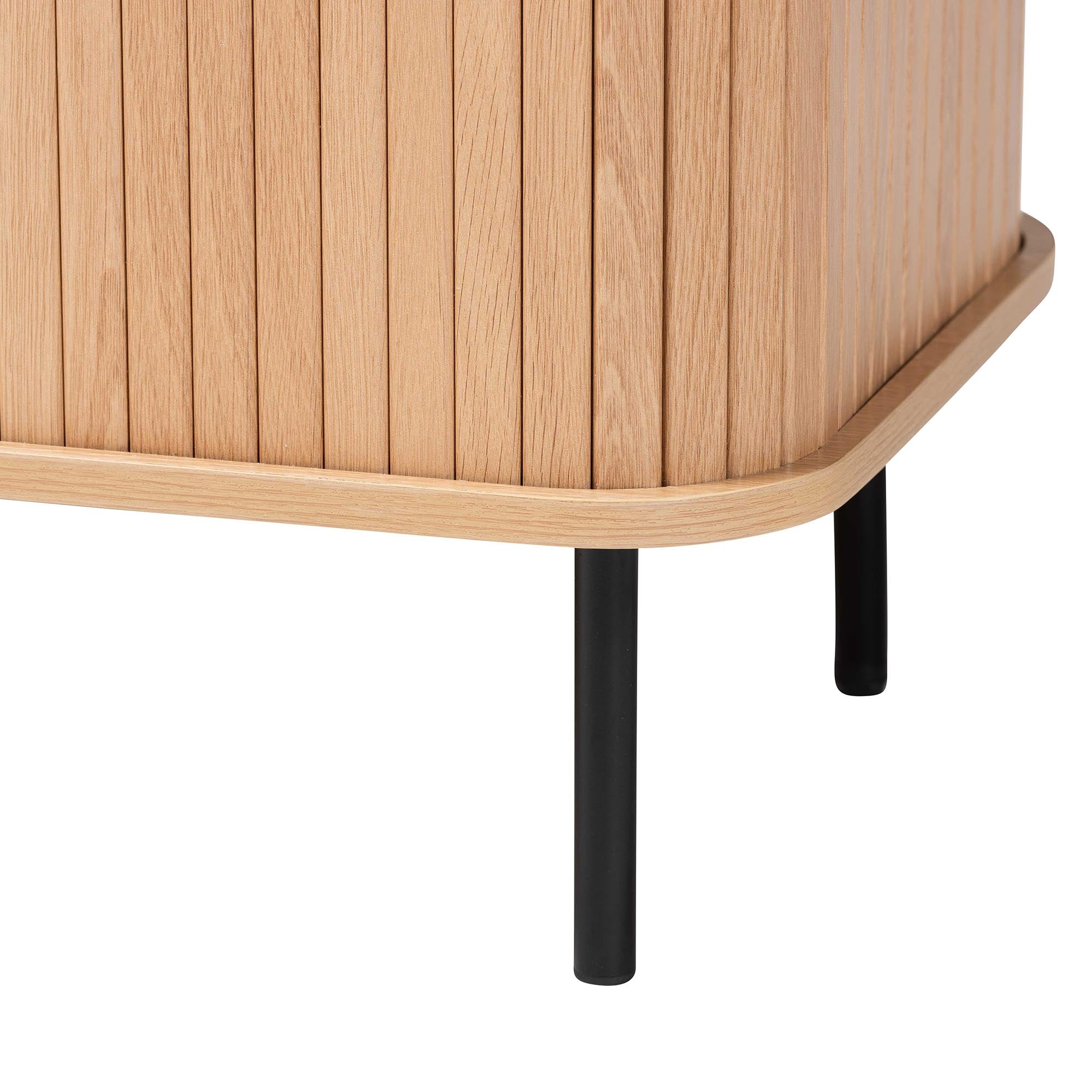 Lucia Fluted Wood Storage Cabinet - Mid-Century Modern Sideboard with Sliding Tambour Doors, 35" Wide