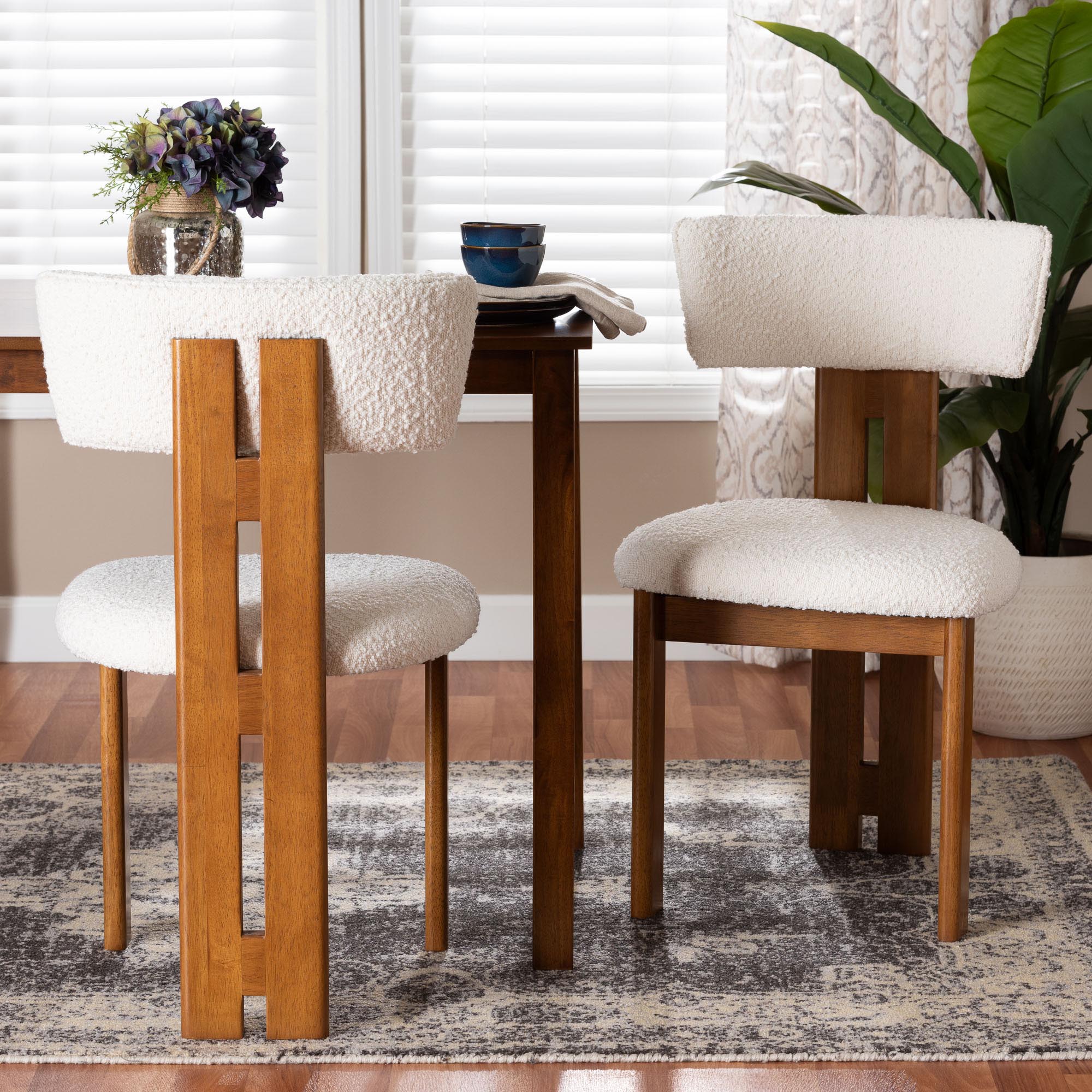 Kyren Modern Cream Boucle Dining Chair