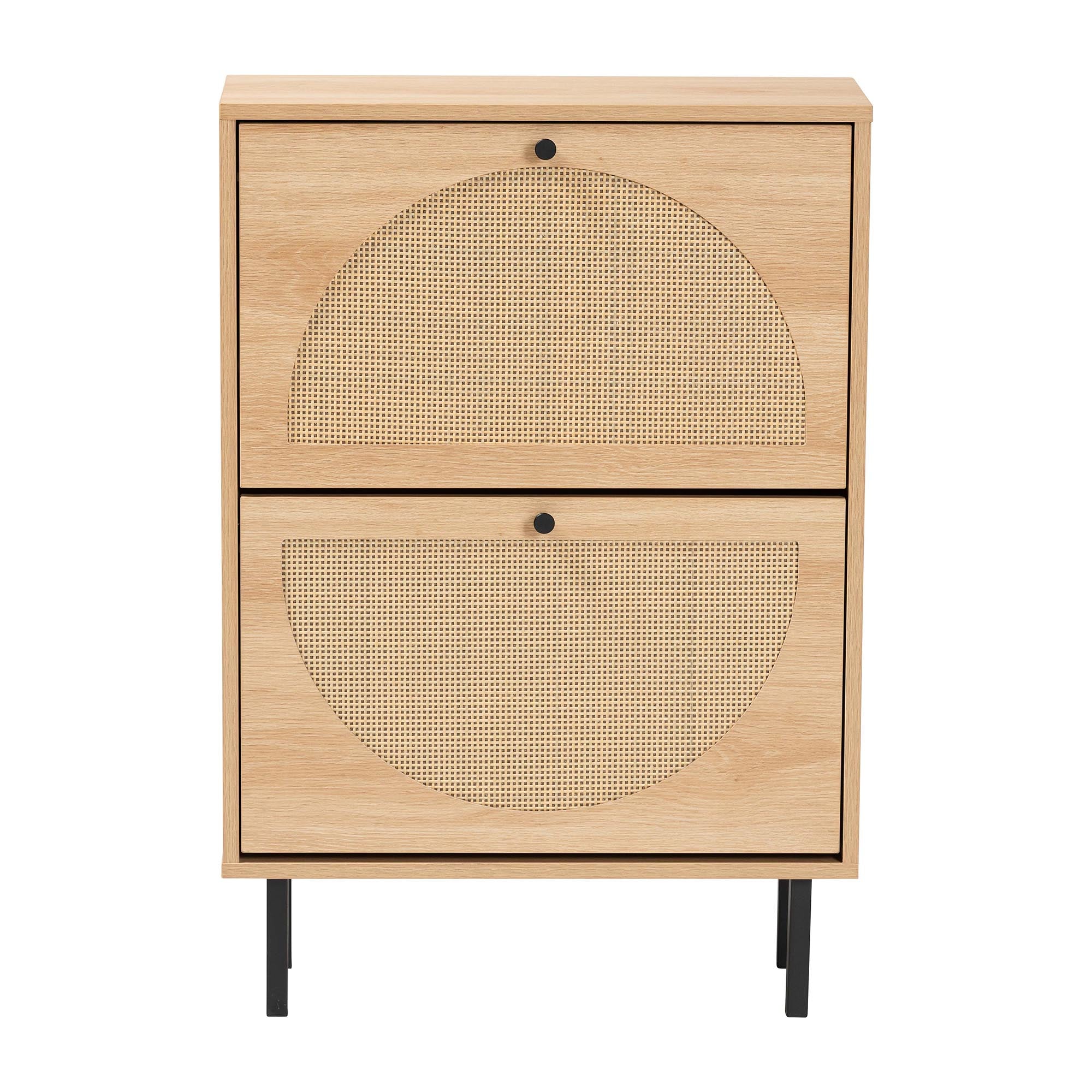 Remus Wood Shoe Cabinet - 12-Pair Shoe Storage Organizer with 2 Flip Doors, Boho-Chic Compact Hallway or Entryway Furniture