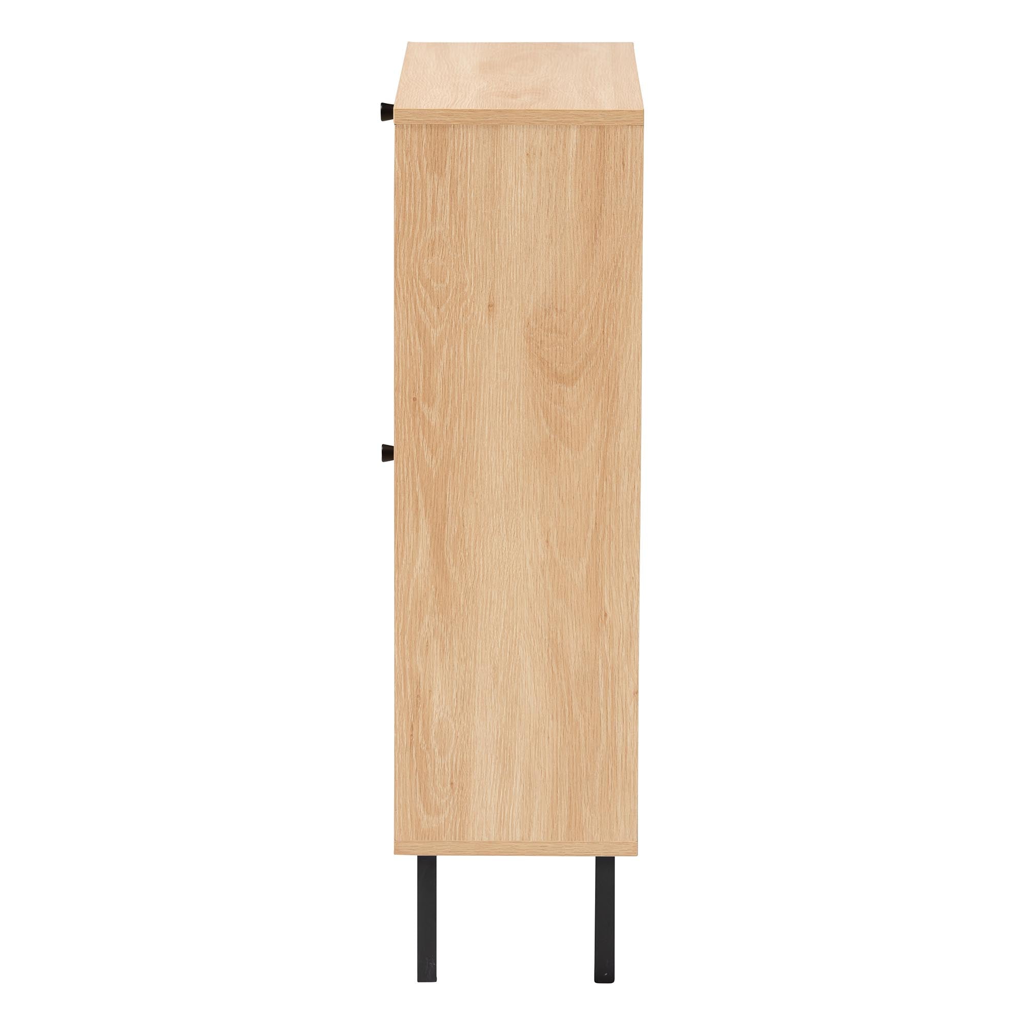 Remus Wood Shoe Cabinet - 12-Pair Shoe Storage Organizer with 2 Flip Doors, Boho-Chic Compact Hallway or Entryway Furniture
