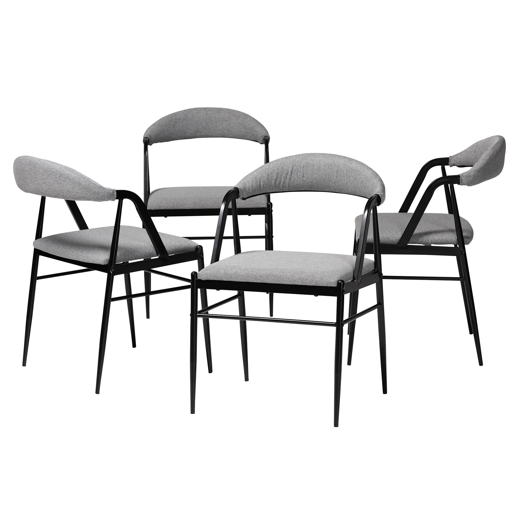 Baxton Studio Orrin Modern Industrial Grey Fabric and Metal Dining Chair