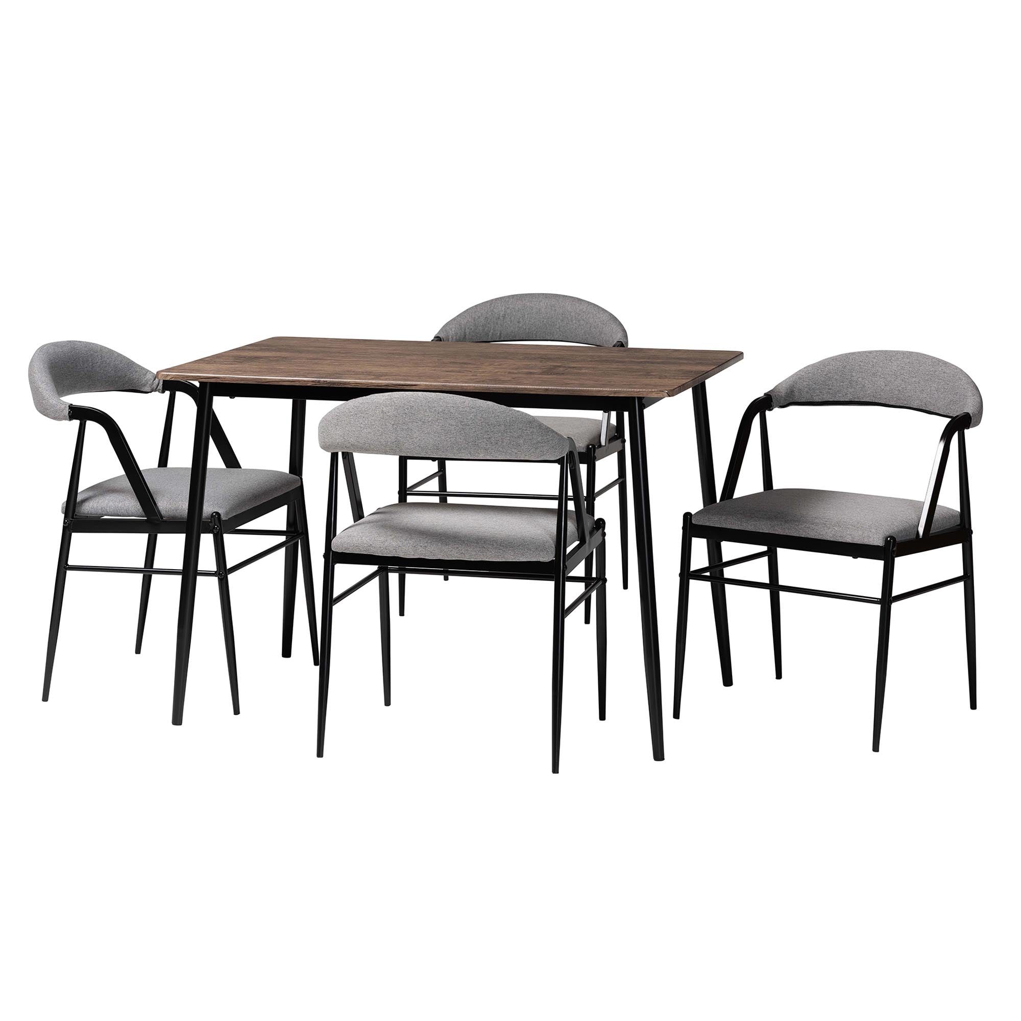 Baxton Studio Orrin Modern Industrial Grey Fabric and Metal Dining Set